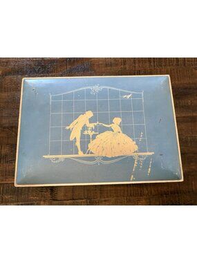 Vintage National Biscuit Co. Tin Victorian Picture Decor Hinged Lid